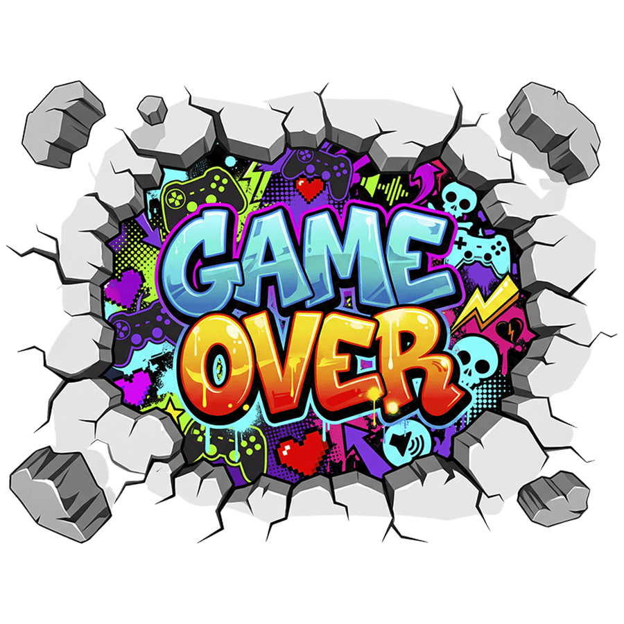 Vinilos Decorativos: Agujero de Muro Game Over Gamer
