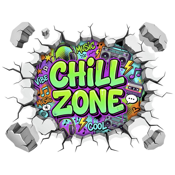 Vinilos Decorativos: Agujero de Muro Chill Zone