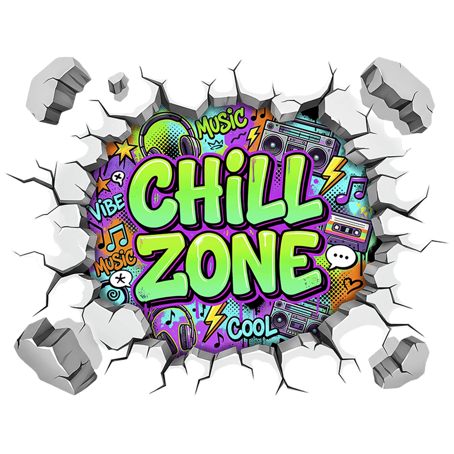 Vinilos Decorativos: Agujero de Muro Chill Zone