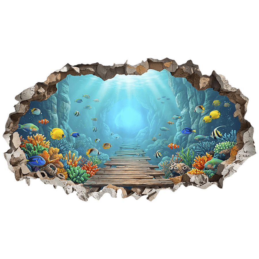 Vinilos Decorativos: Agujero de muro pasarela en el arrecife de coral y