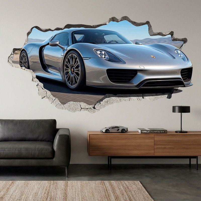 Vinilos Decorativos: Agujero de Muro Porsche 918 Spyder