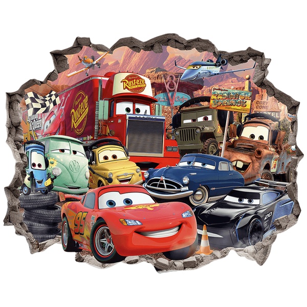 Vinilos Infantiles: Agujero de Muro Cars Rayo McQueen y sus Amigos