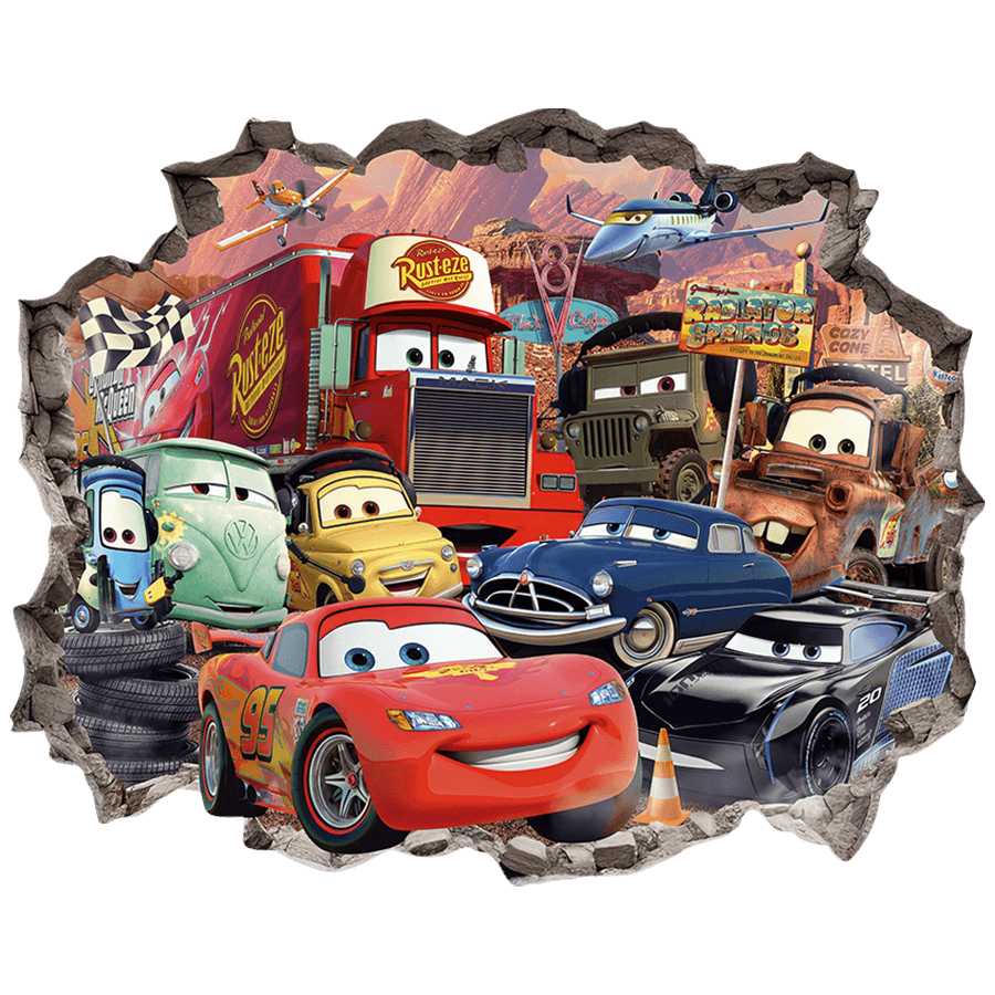 Vinilos Infantiles: Agujero de Muro Cars Rayo McQueen y sus Amigos