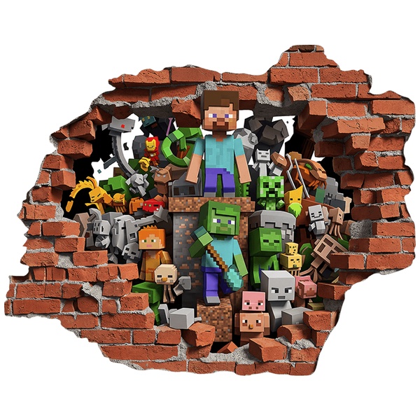 Vinilos Decorativos: Agujero de Muro Mundo Minecraft