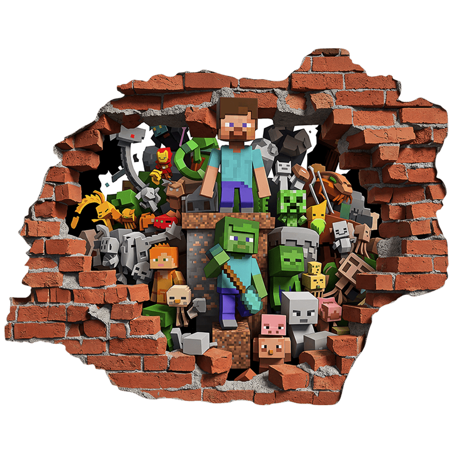 Vinilos Decorativos: Agujero de Muro Mundo Minecraft