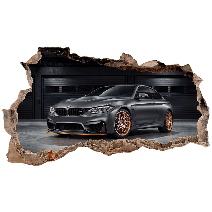Vinilos Decorativos: Agujero de Muro BMW M3 Deportivo en el Garaje