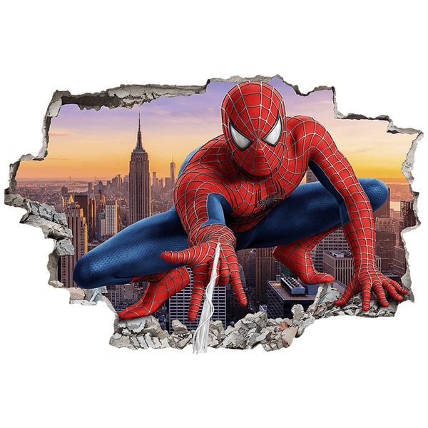 Vinilos Decorativos: Agujero de Muro Spider-Man Lanzando Telaraña sobre