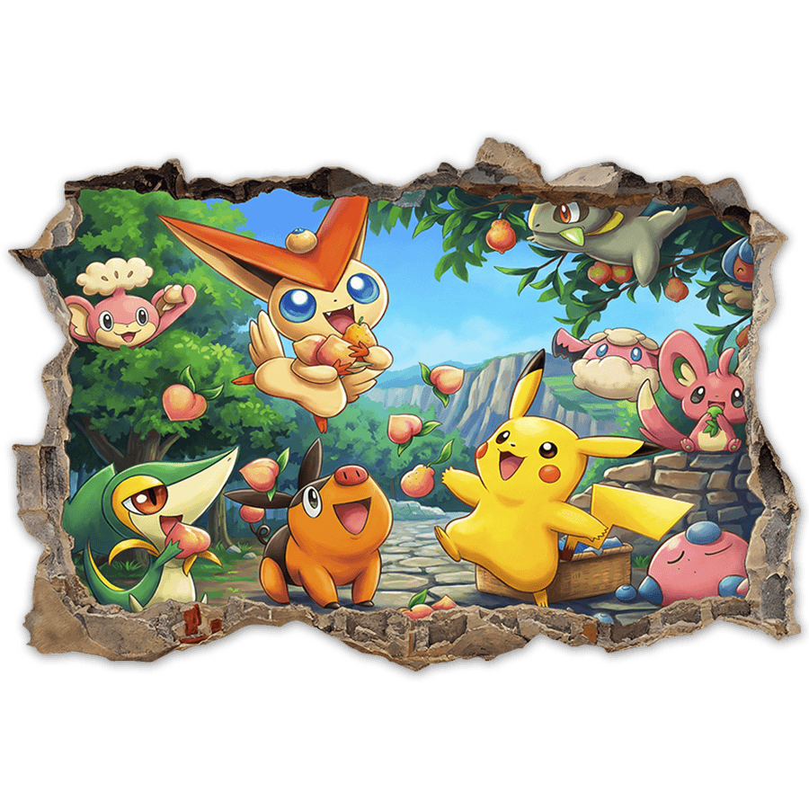 Vinilos Infantiles: Agujero de Muro Pikachu y Amigos Pokémon
