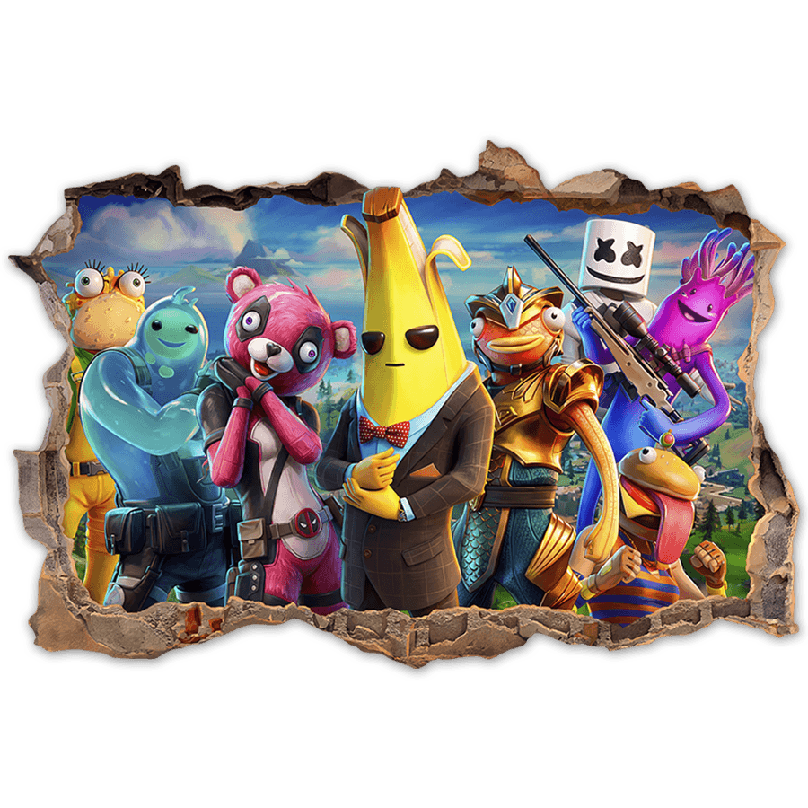 Vinilos Decorativos: Agujero de Muro Héroes de Fortnite
