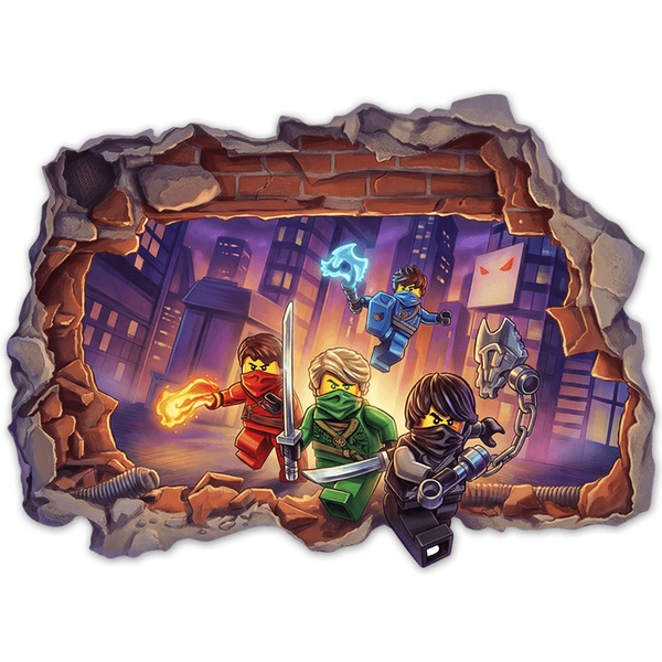Vinilos Infantiles: Agujero de Muro Guerreros Lego Ninjago