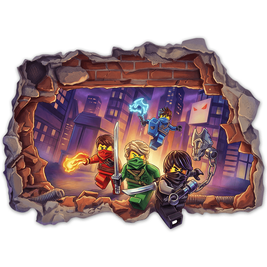 Vinilos Infantiles: Agujero de Muro Guerreros Lego Ninjago