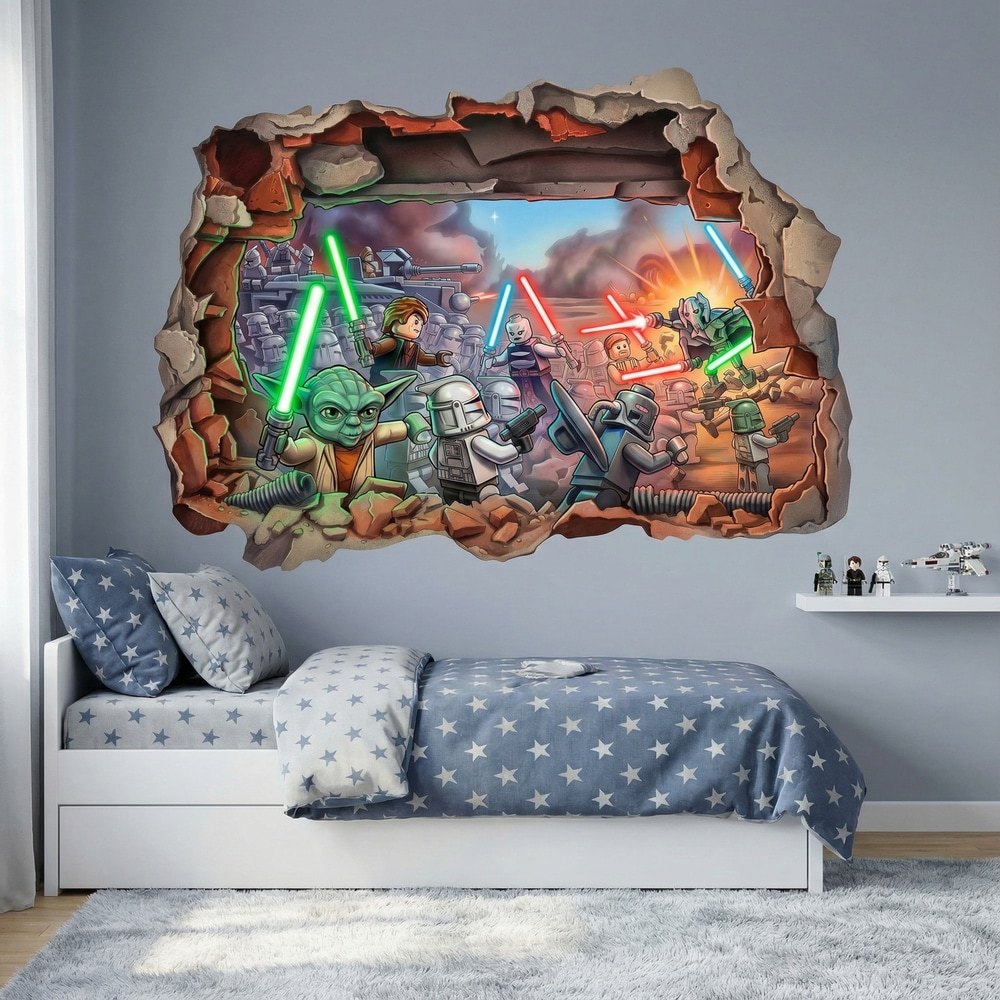 Vinilos Infantiles: Agujero de Muro Batalla Lego Star Wars