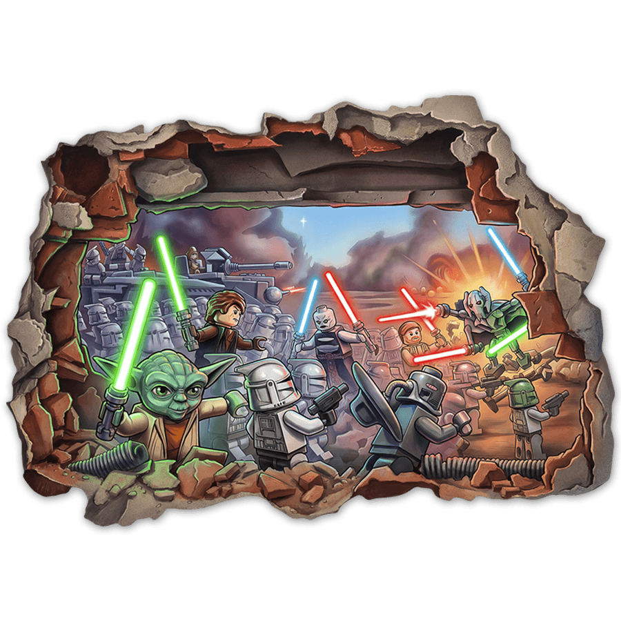 Vinilos Infantiles: Agujero de Muro Batalla Lego Star Wars