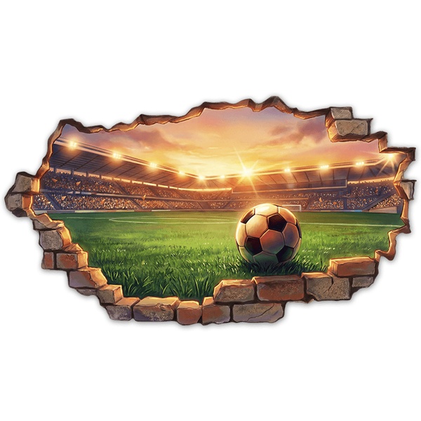 Vinilos Decorativos: Agujero de Muro Balón en Estadio de Fútbol