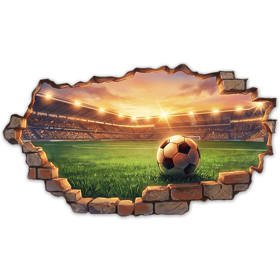 Vinilos Decorativos: Agujero de Muro Balón en Estadio de Fútbol