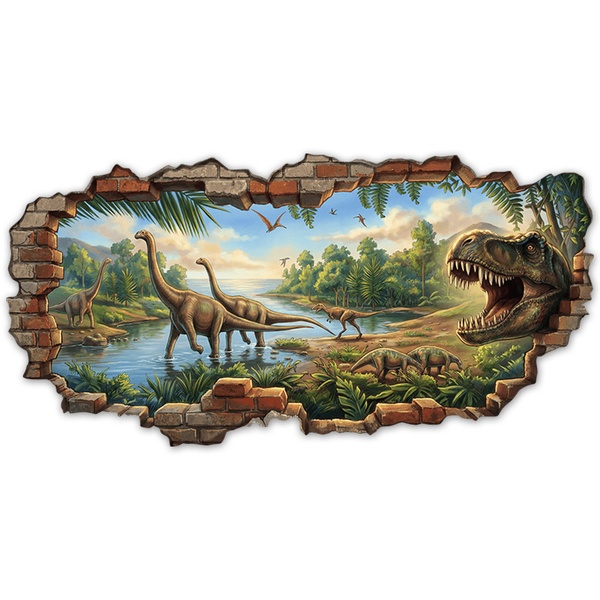 Vinilos Infantiles: Agujero de Muro Mundo de Dinosaurios