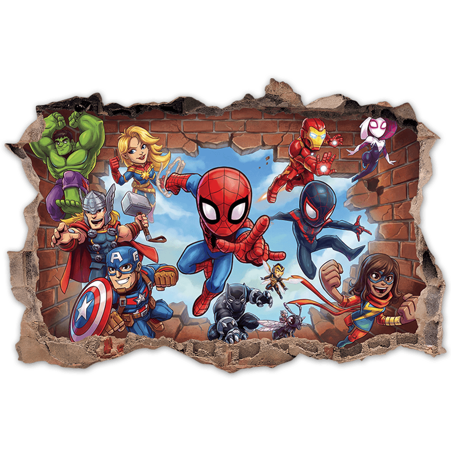 Vinilos Infantiles: Agujero de Muro S&uacute;per H&eacute;roes Marvel