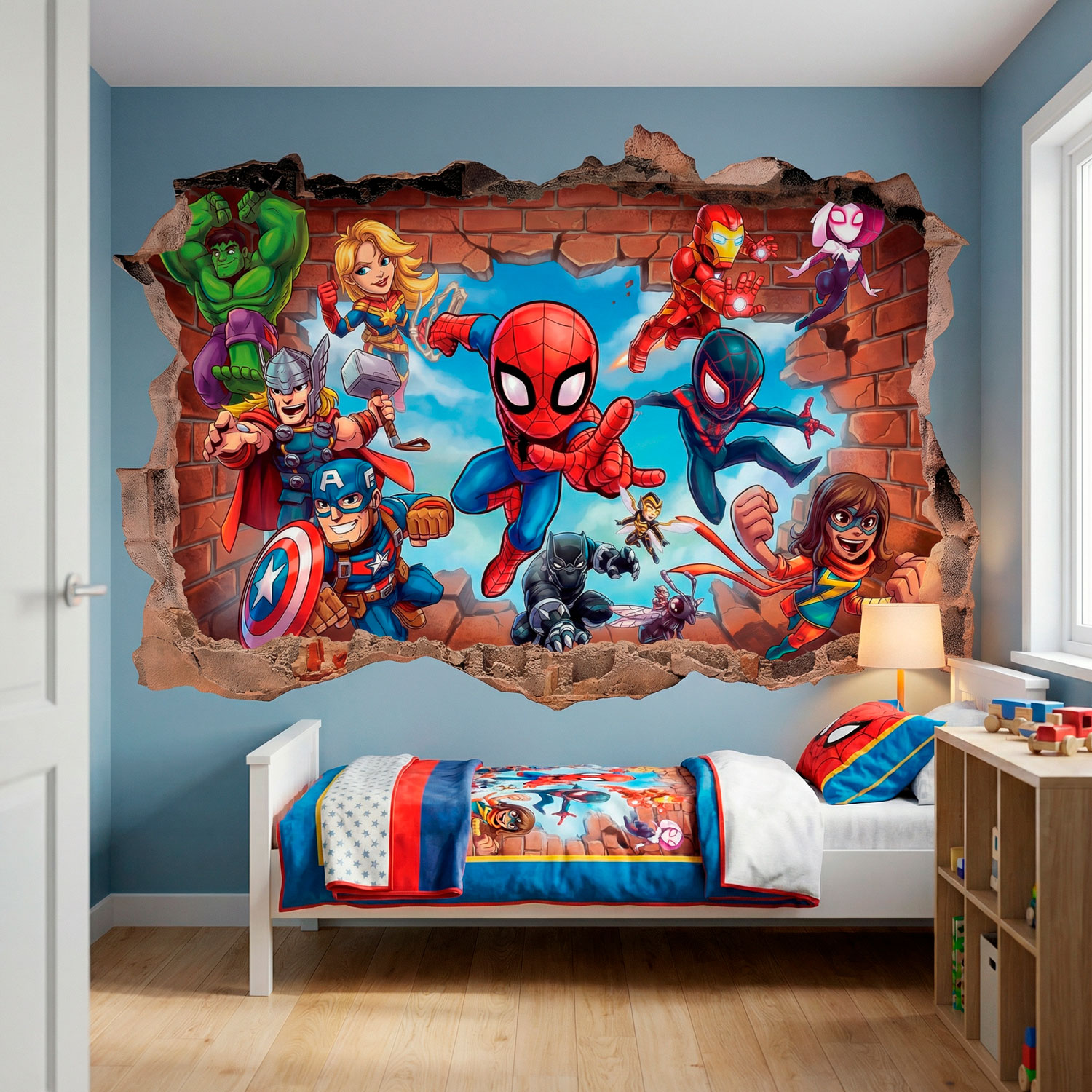 Vinilos Infantiles: Agujero de Muro S&uacute;per H&eacute;roes Marvel