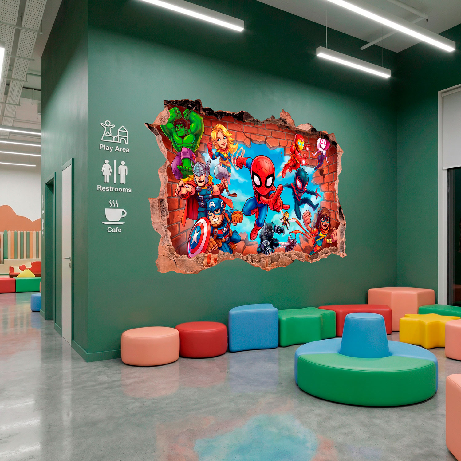 Vinilos Infantiles: Agujero de Muro S&uacute;per H&eacute;roes Marvel