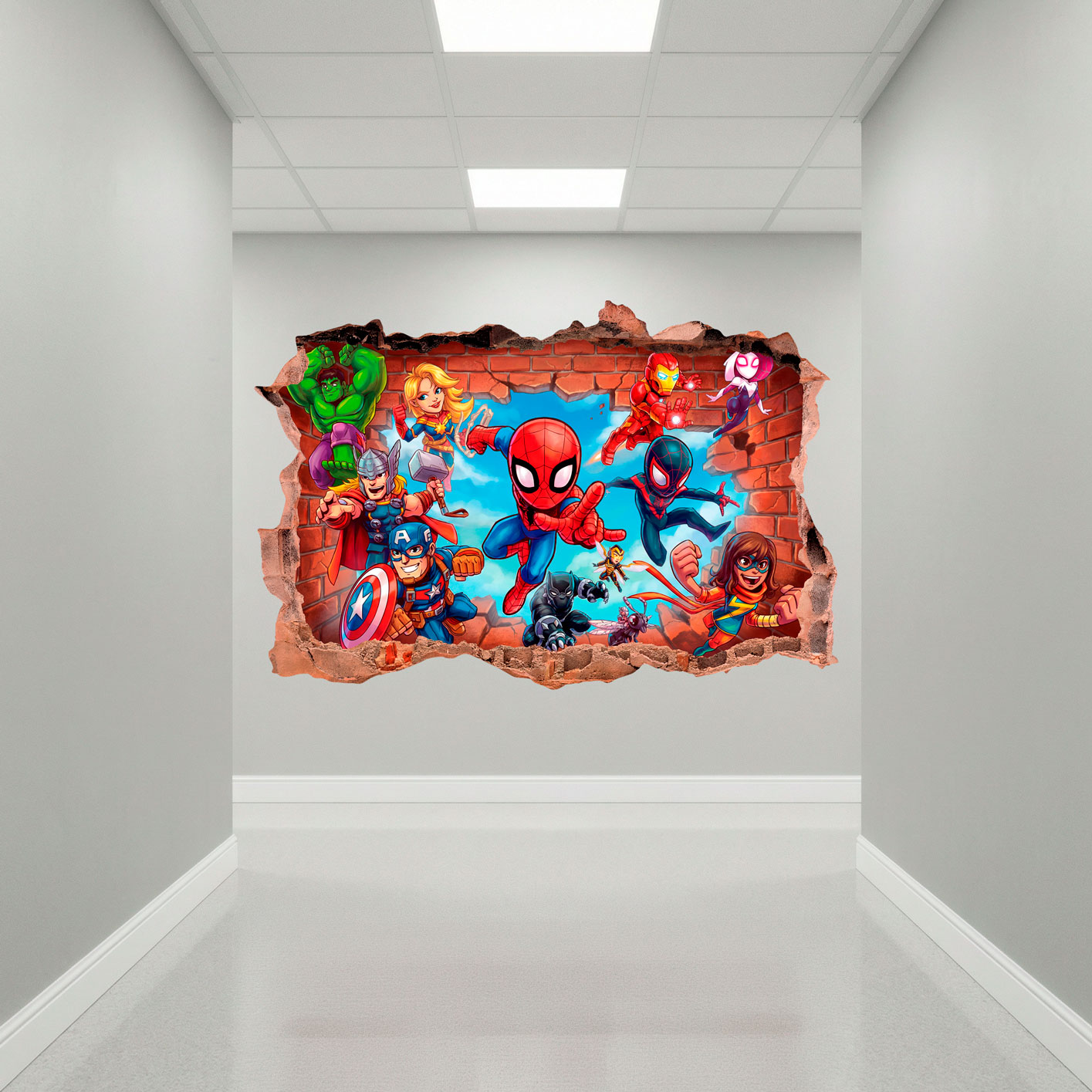 Vinilos Infantiles: Agujero de Muro S&uacute;per H&eacute;roes Marvel