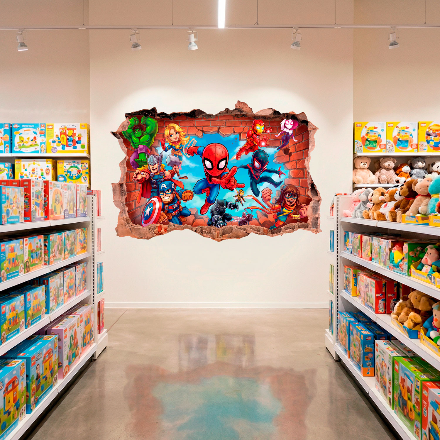 Vinilos Infantiles: Agujero de Muro S&uacute;per H&eacute;roes Marvel