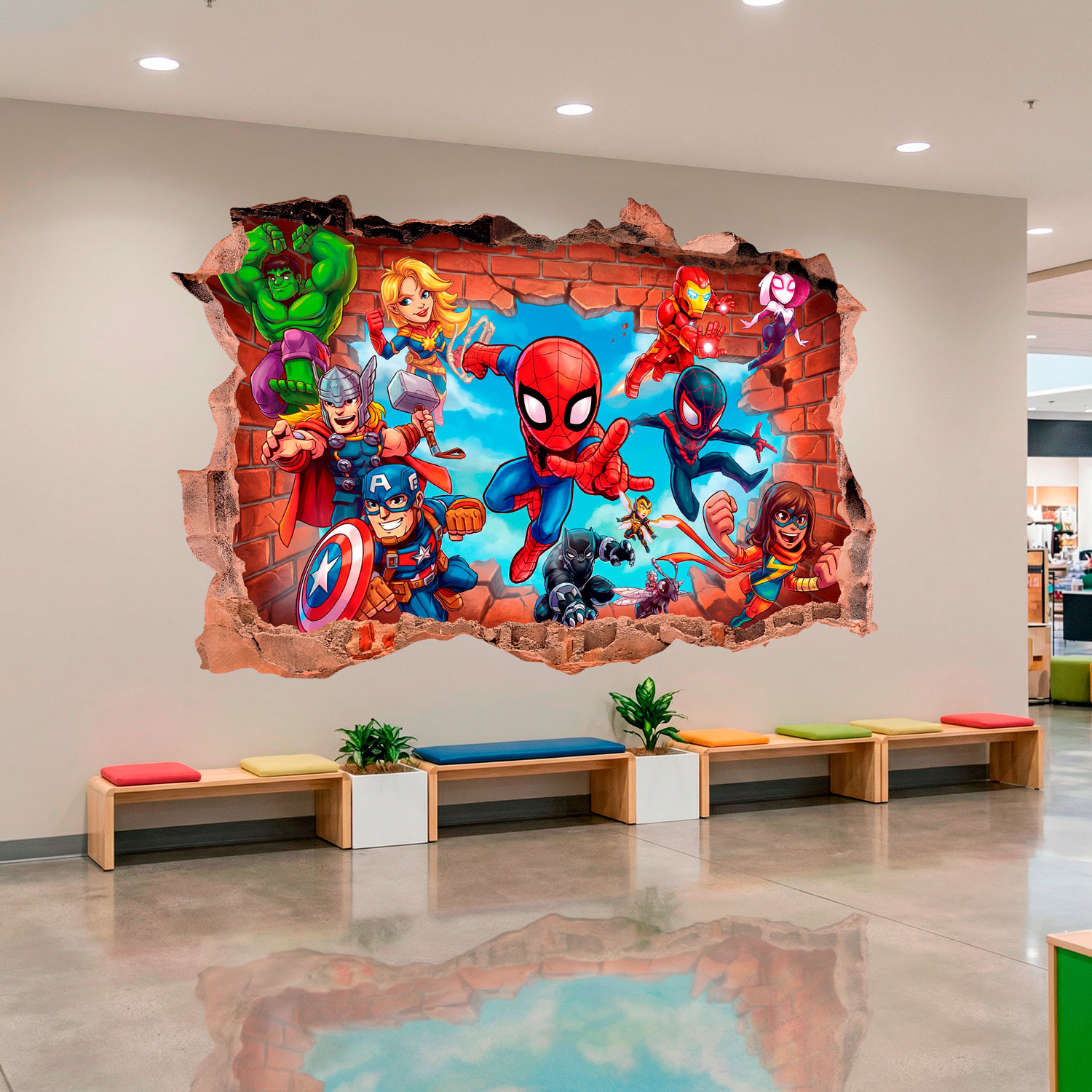 Vinilos Infantiles: Agujero de Muro S&uacute;per H&eacute;roes Marvel