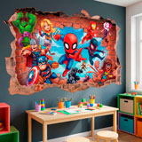 Vinilos Infantiles: Agujero de Muro S&uacute;per H&eacute;roes Marvel 4