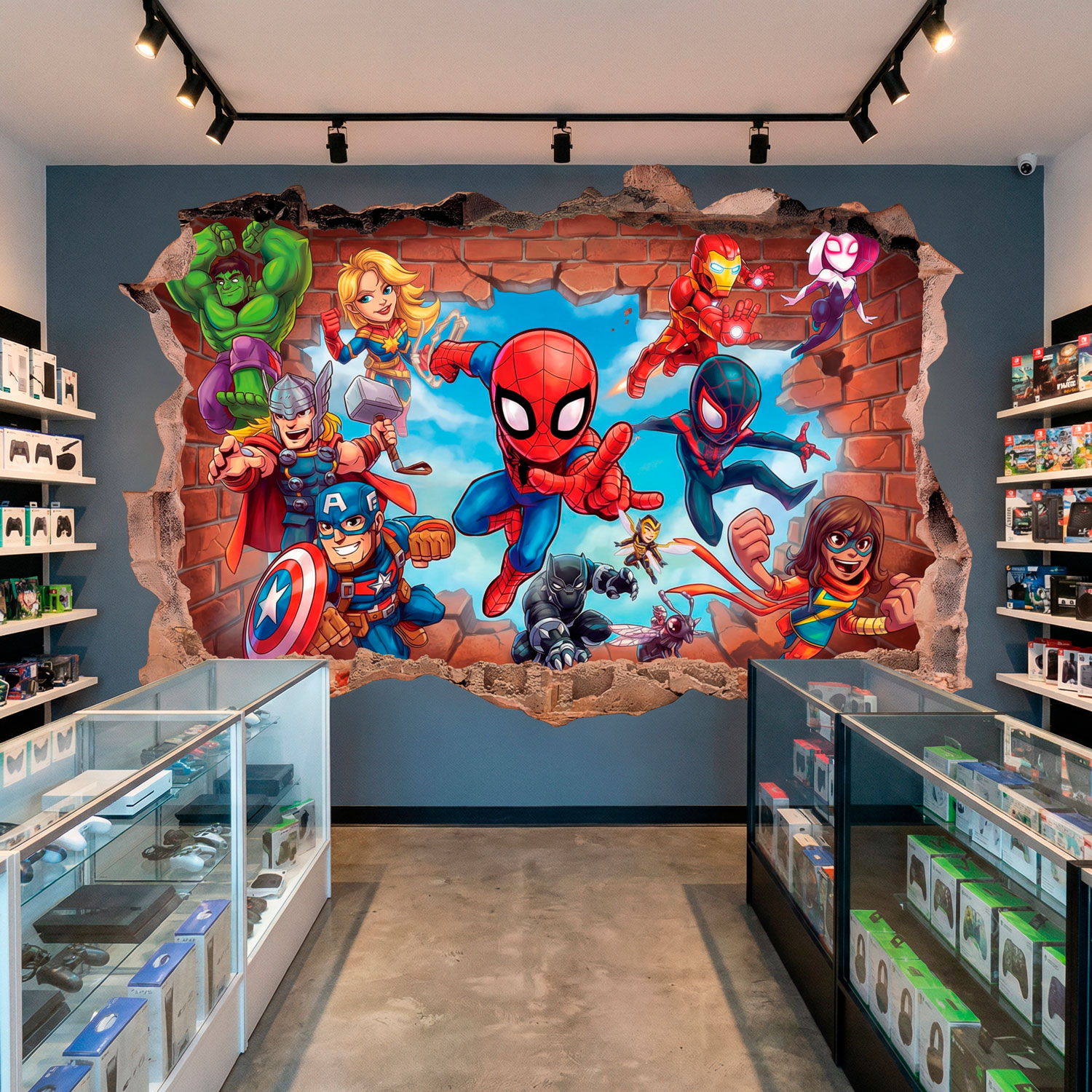 Vinilos Infantiles: Agujero de Muro S&uacute;per H&eacute;roes Marvel