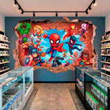 Vinilos Infantiles: Agujero de Muro S&uacute;per H&eacute;roes Marvel 5