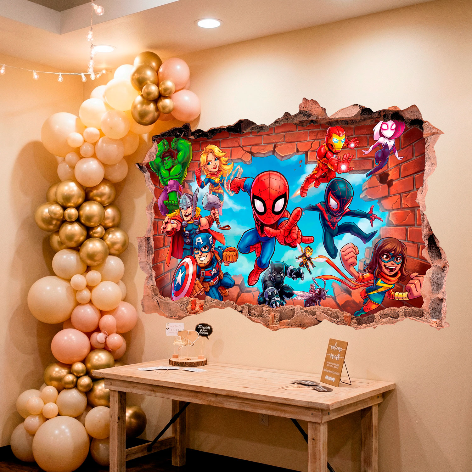 Vinilos Infantiles: Agujero de Muro S&uacute;per H&eacute;roes Marvel