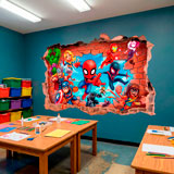 Vinilos Infantiles: Agujero de Muro S&uacute;per H&eacute;roes Marvel 11