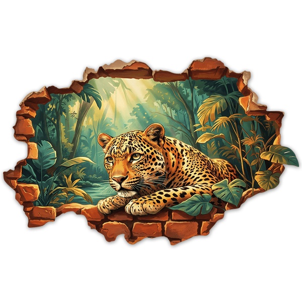 Vinilos Decorativos: Agujero de Muro Leopardo en la Selva