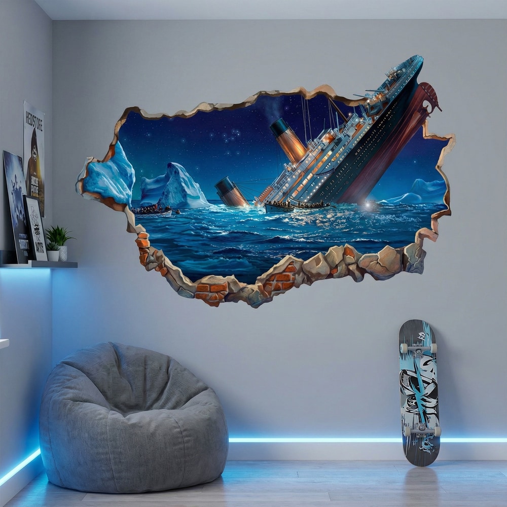 Vinilos Decorativos: Agujero de Muro Hundimiento del Titanic