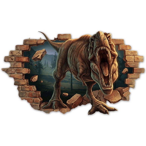 Vinilos Infantiles: Agujero de Muro T-Rex Furioso