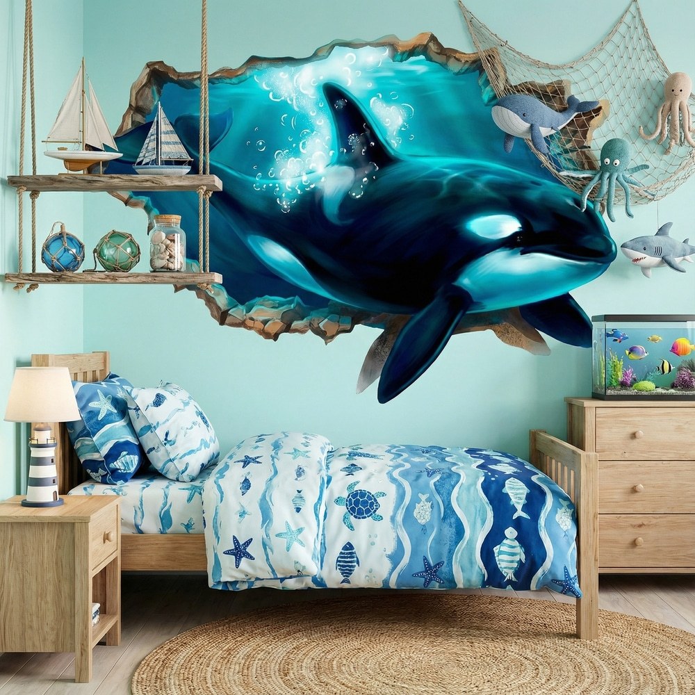 Vinilos Decorativos: Agujero de Muro Orca Gigante