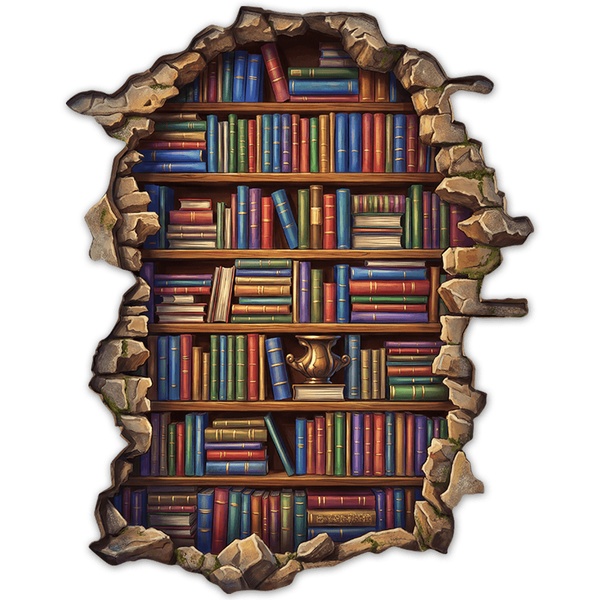 Vinilos Decorativos: Agujero de Muro Biblioteca Cl&aacute;sica