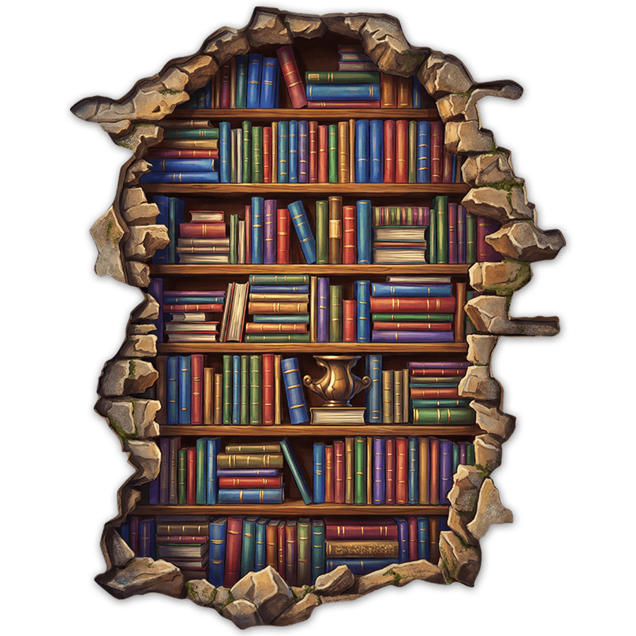 Vinilos Decorativos: Agujero de Muro Biblioteca Cl&aacute;sica