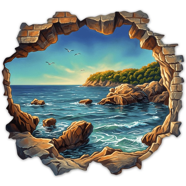 Vinilos Decorativos: Agujero de Muro Cala Mediterránea