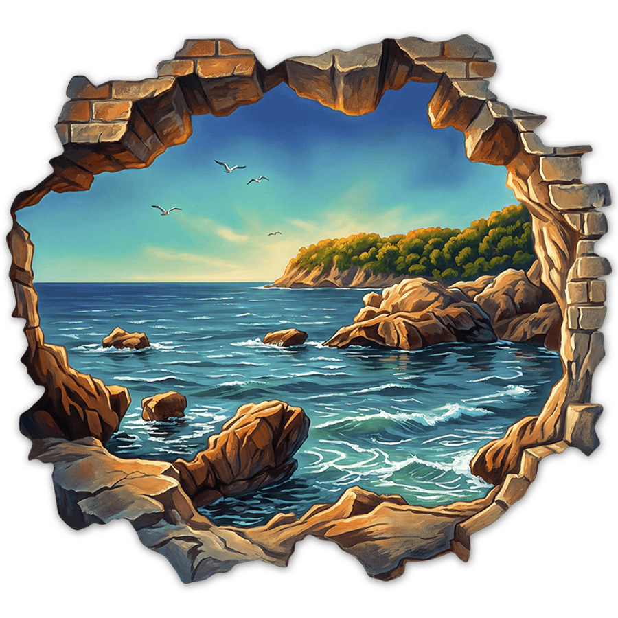 Vinilos Decorativos: Agujero de Muro Cala Mediterránea