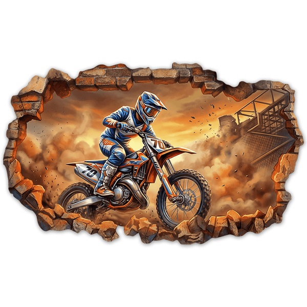 Vinilos Decorativos: Agujero de Muro Motocross