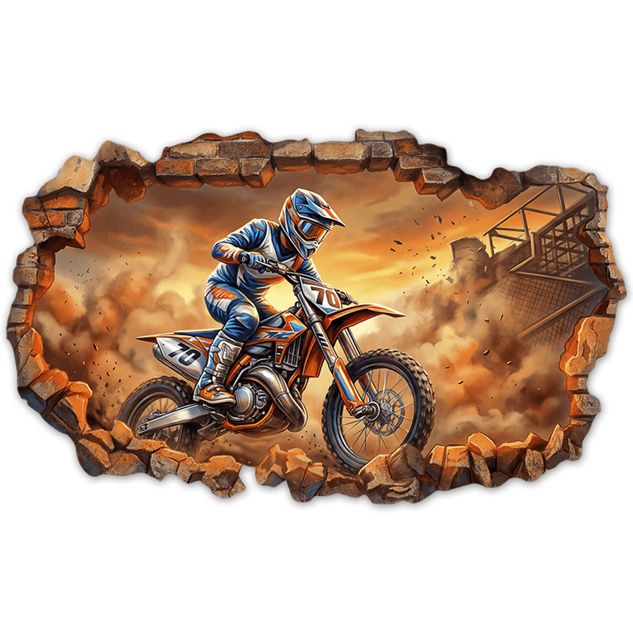 Vinilos Decorativos: Agujero de Muro Motocross