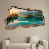 Vinilos Decorativos: Agujero de Muro Lago Alpino al Amanecer 5