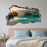 Vinilos Decorativos: Vinilo 3D Agujero Pared Lago Alpino al Amanecer 6