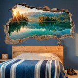 Vinilos Decorativos: Agujero de Muro Lago Alpino al Amanecer 7