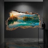 Vinilos Decorativos: Agujero de Muro Lago Alpino al Amanecer 9