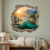Vinilos Decorativos: Agujero de Muro Amanecer en el Lago Monta&ntilde;oso 4