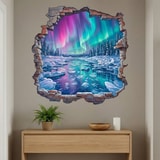 Vinilos Decorativos: Agujero de Muro Aurora Boreal en el R&iacute;o Helado 3