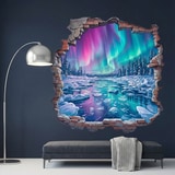 Vinilos Decorativos: Agujero de Muro Aurora Boreal en el R&iacute;o Helado 5
