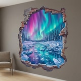 Vinilos Decorativos: Agujero de Muro Aurora Boreal en el R&iacute;o Helado 7