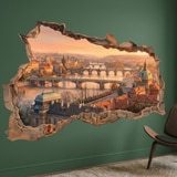 Vinilos Decorativos: Agujero de Muro Vista de Praga al Atardecer 10